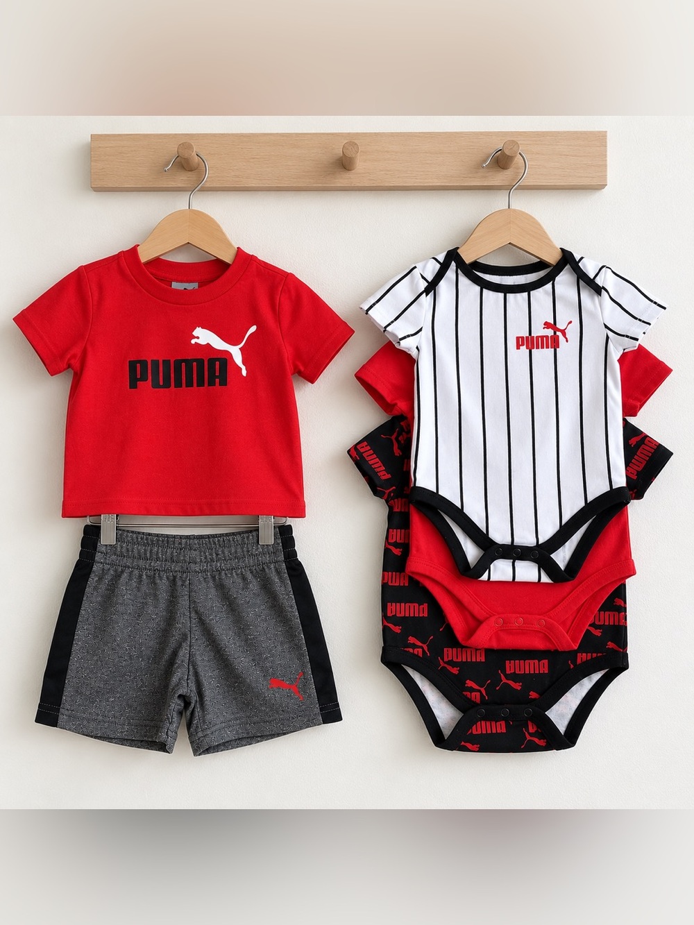 PUMA Baby 3-6M 5 Piece Bodysuit Shirt & Shorts Outfit Lot
